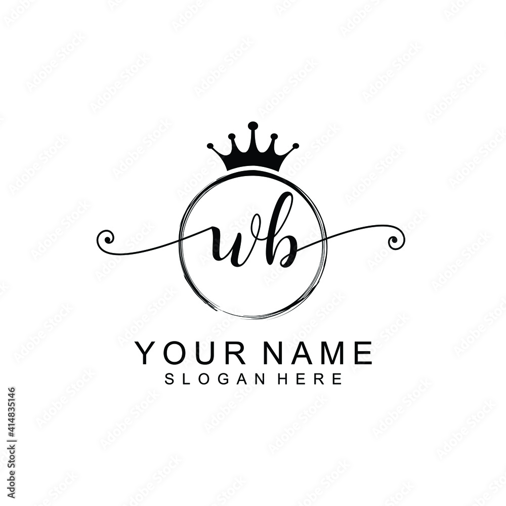 WB Initial handwriting logo template vector WB Initial handwriting logo template vector