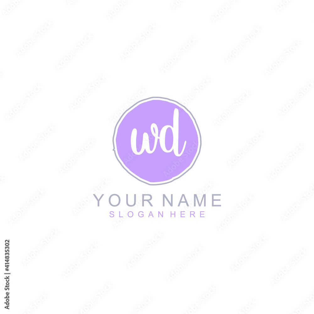 WD Initial handwriting logo template vector