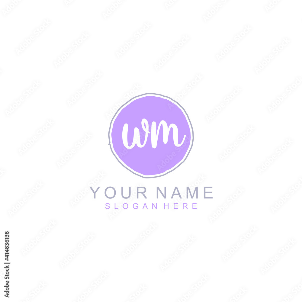 WM Initial handwriting logo template vector
