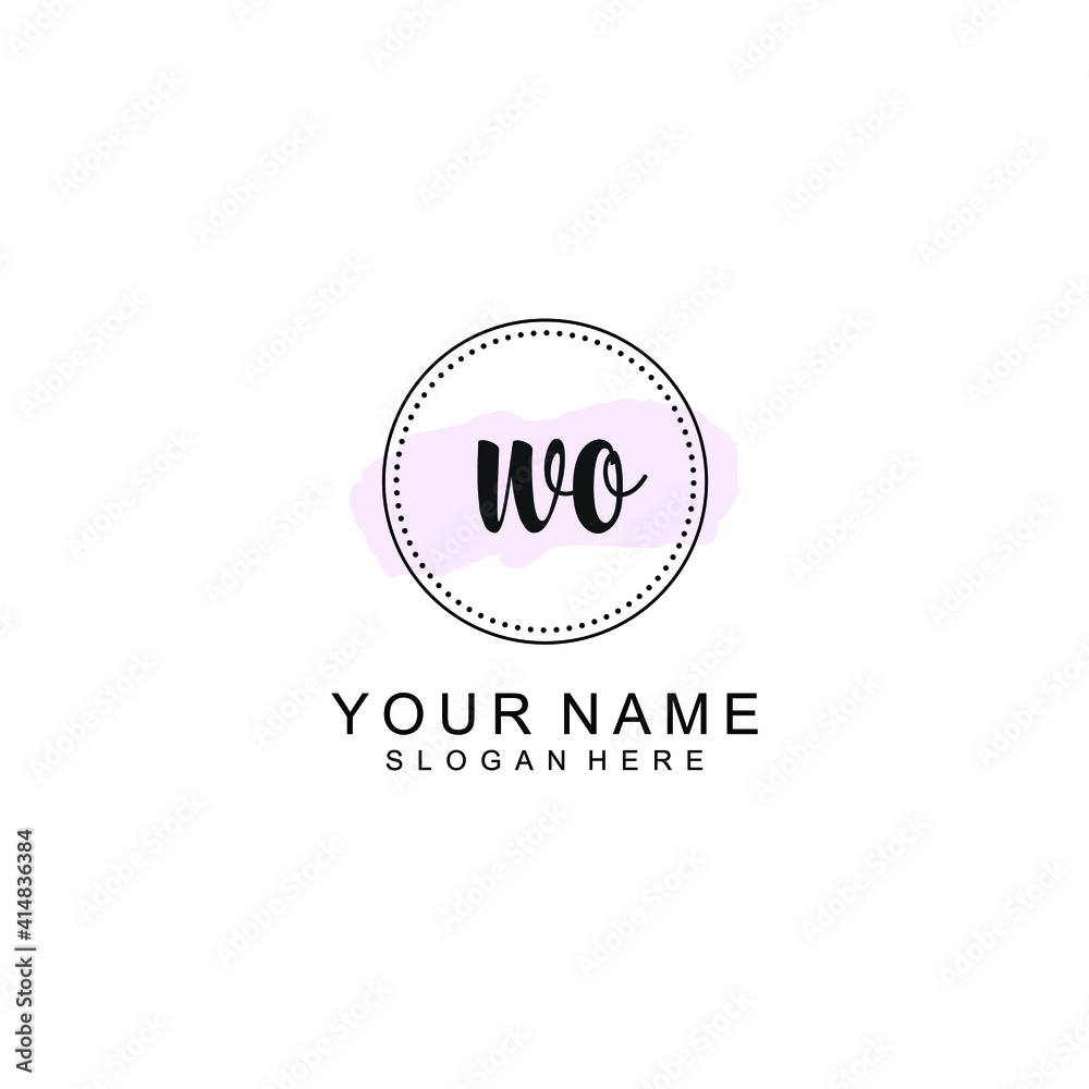 WO Initial handwriting logo template vector
