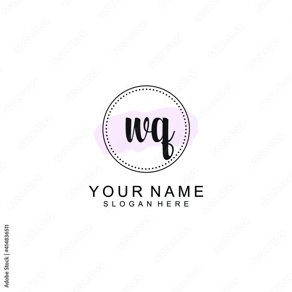 WQ Initial handwriting logo template vector