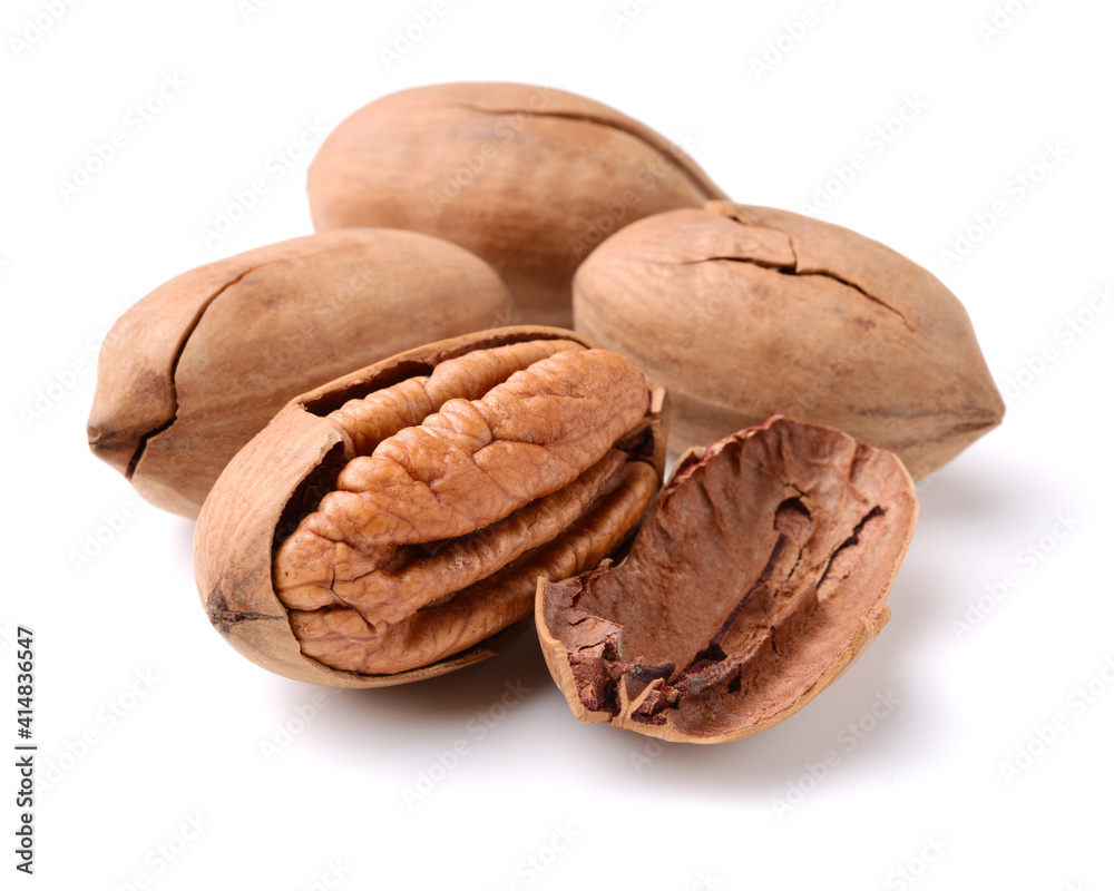 Pecan nuts on white background Pecan nuts on white background