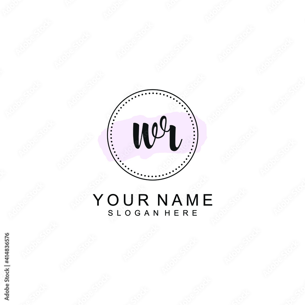 WR Initial handwriting logo template vector