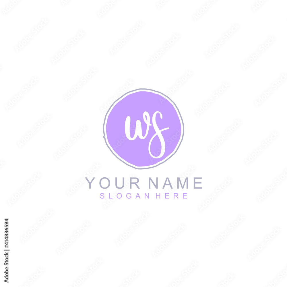 WS Initial handwriting logo template vector