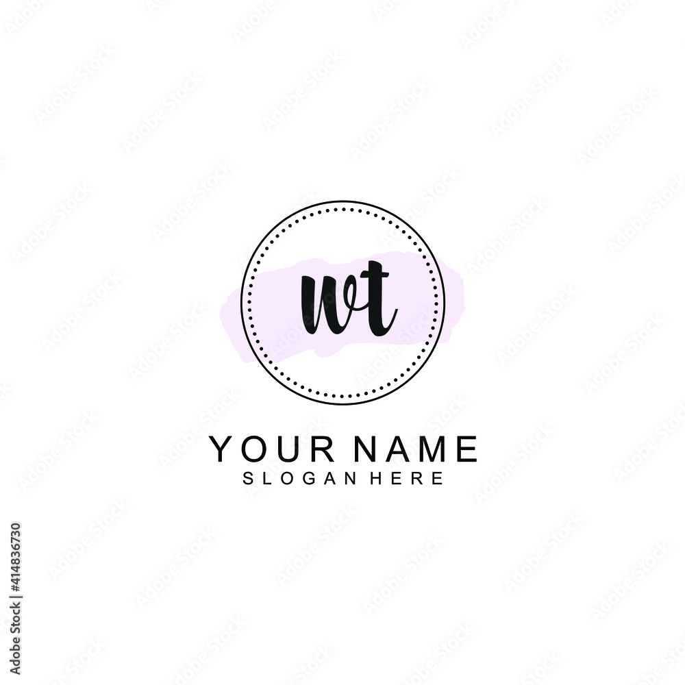 WT Initial handwriting logo template vector WT Initial handwriting logo template vector