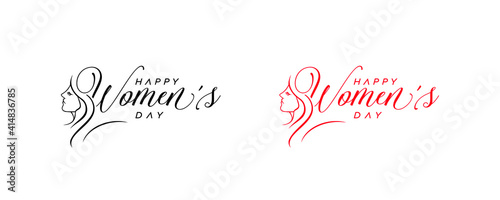 Abstract happy women's day logo, happy women's day, women face vector logo design, pink color, black color logo design