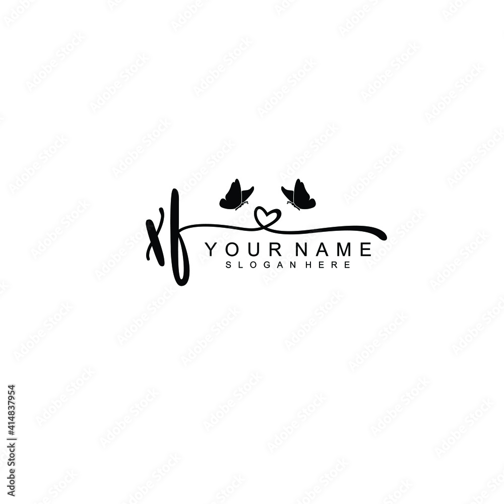 XF Initial handwriting logo template vector XF Initial handwriting logo template vector