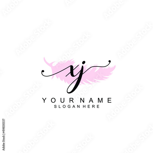 XJ Initial handwriting logo template vector