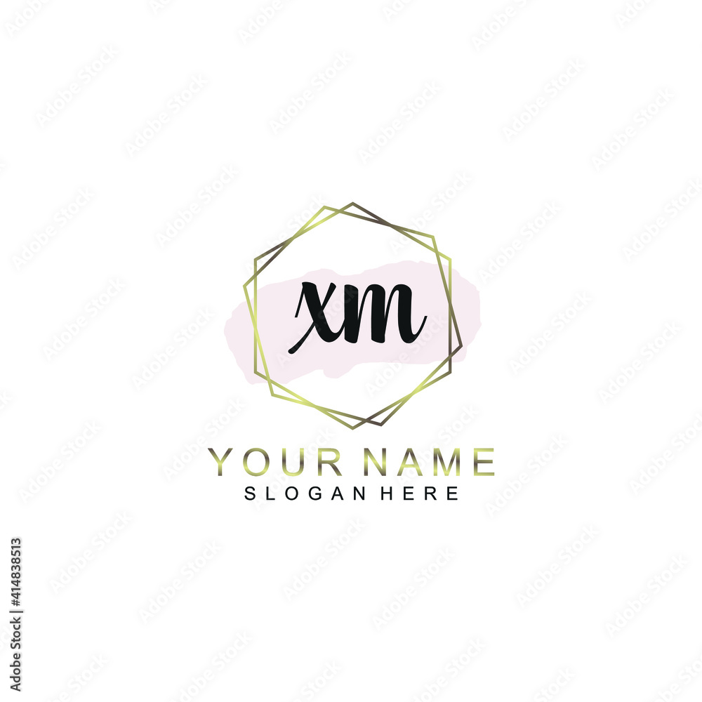 XM Initial handwriting logo template vector