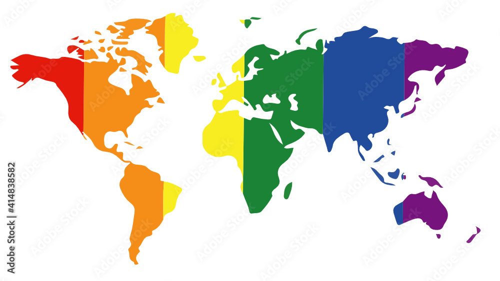 Fototapeta premium World map, lgbt flag