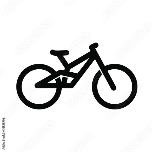 mountain bike simple bicycle line black logo vector icon illustration flat design isolated background