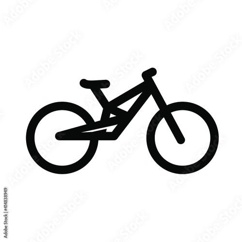 mountain bike simple bicycle line black logo vector icon illustration flat design isolated background