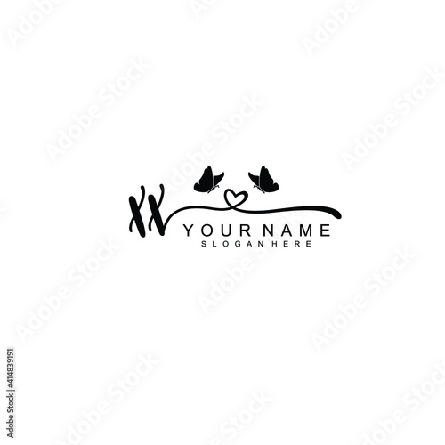 XX Initial handwriting logo template vector