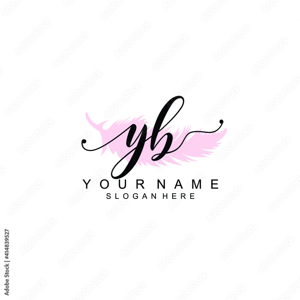 YB Initial handwriting logo template vector YB Initial handwriting logo template vector