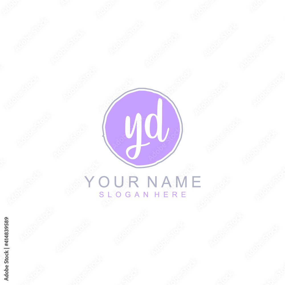 YD Initial handwriting logo template vector