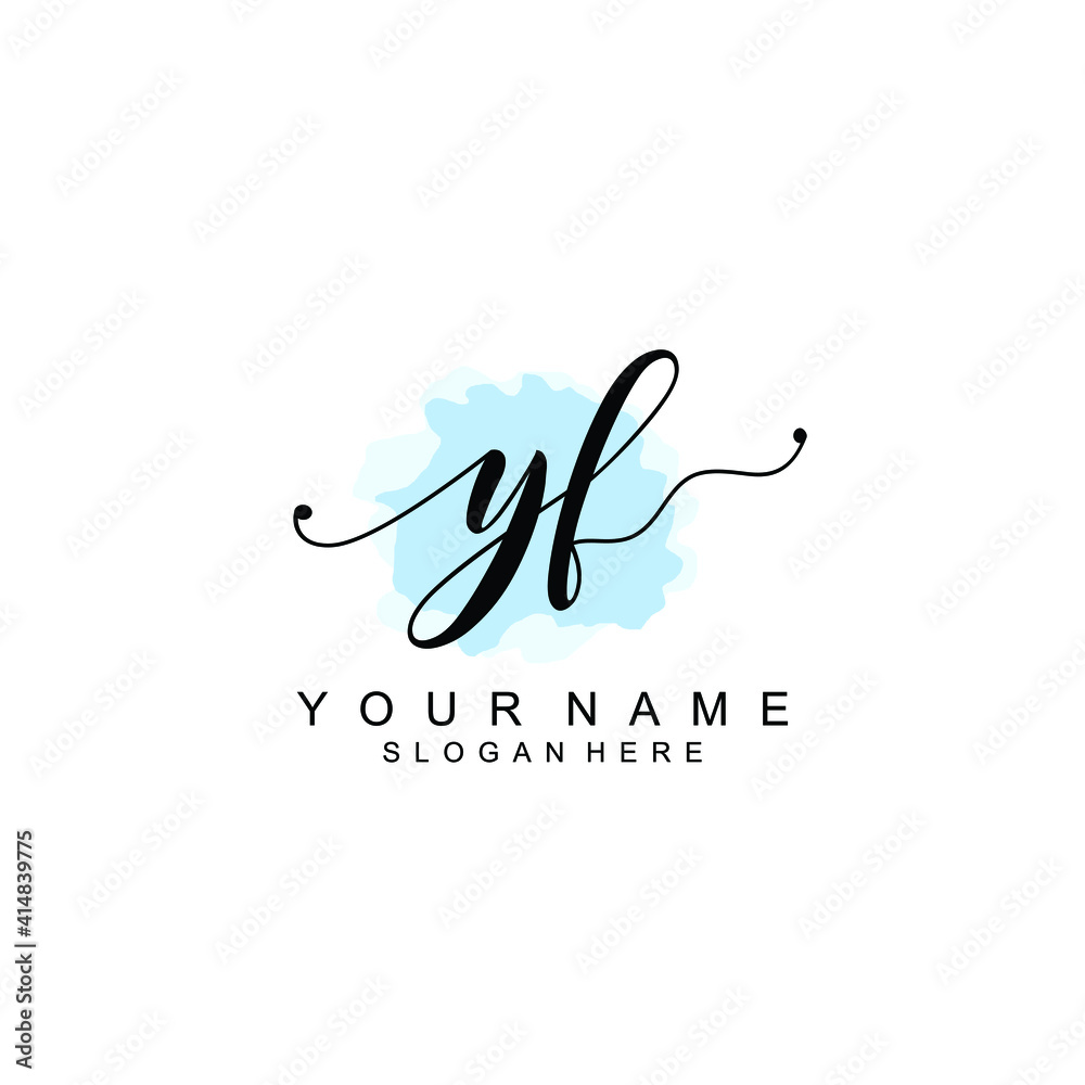 YF Initial handwriting logo template vector