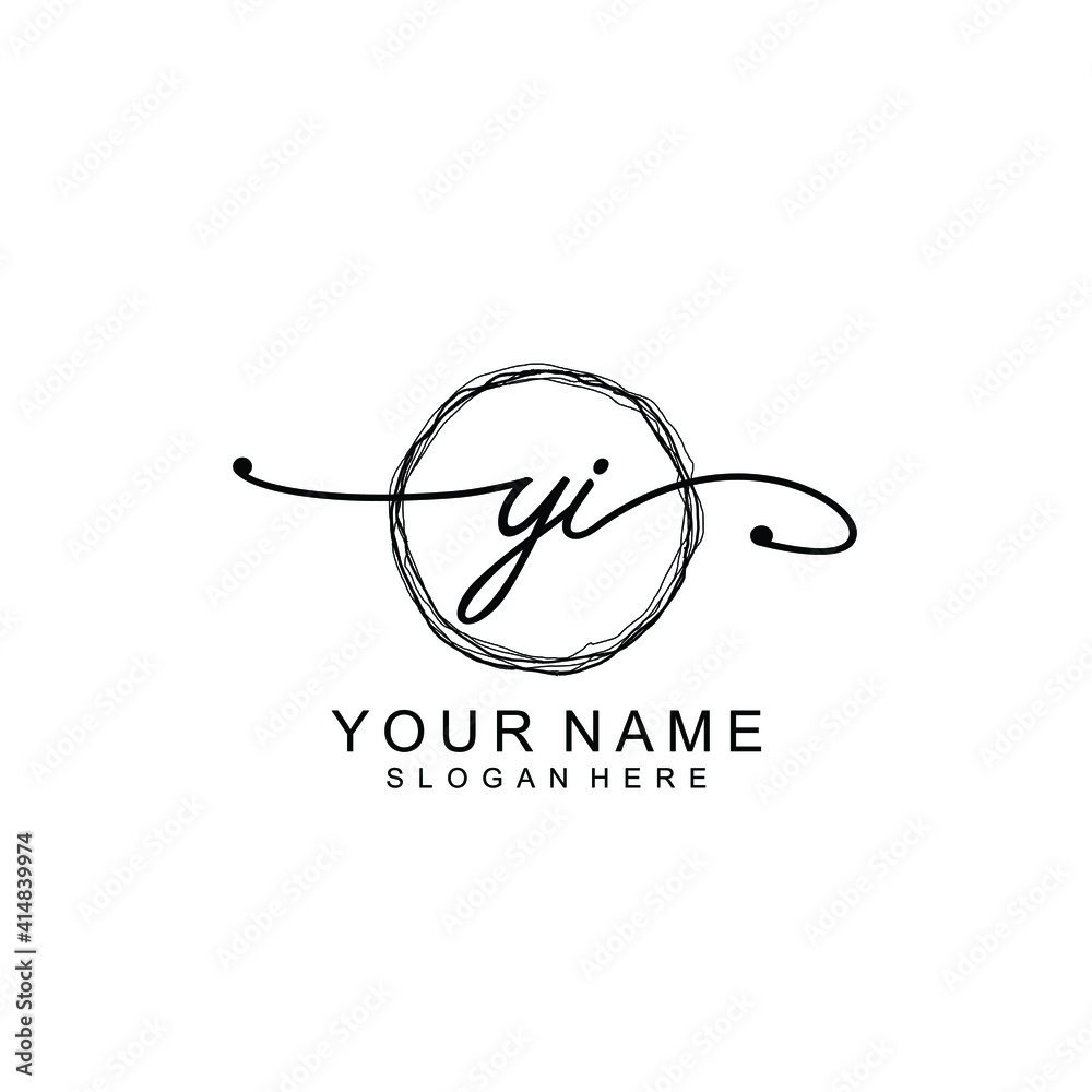 YI Initial handwriting logo template vector YI Initial handwriting logo template vector