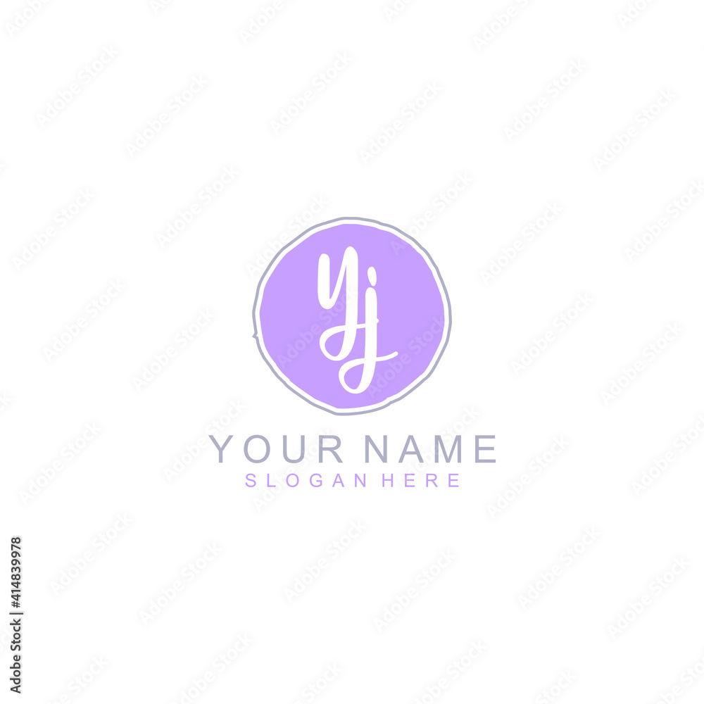 YJ Initial handwriting logo template vector YJ Initial handwriting logo template vector