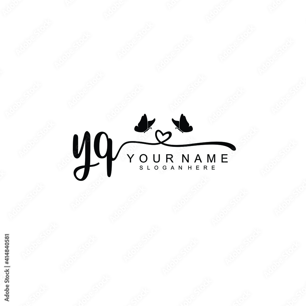 YQ Initial handwriting logo template vector YQ Initial handwriting logo template vector