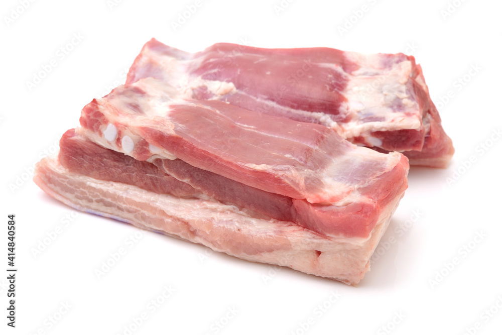 Pork belly on white background