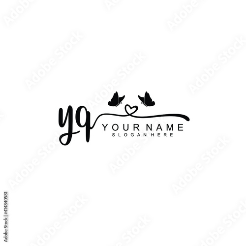 YQ Initial handwriting logo template vector