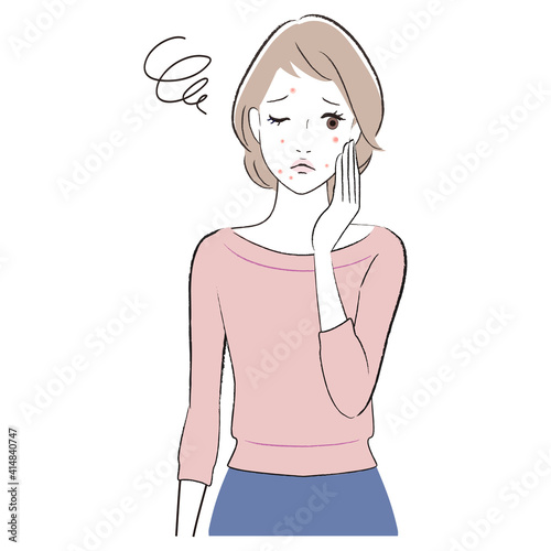 A woman having problems with facial skin