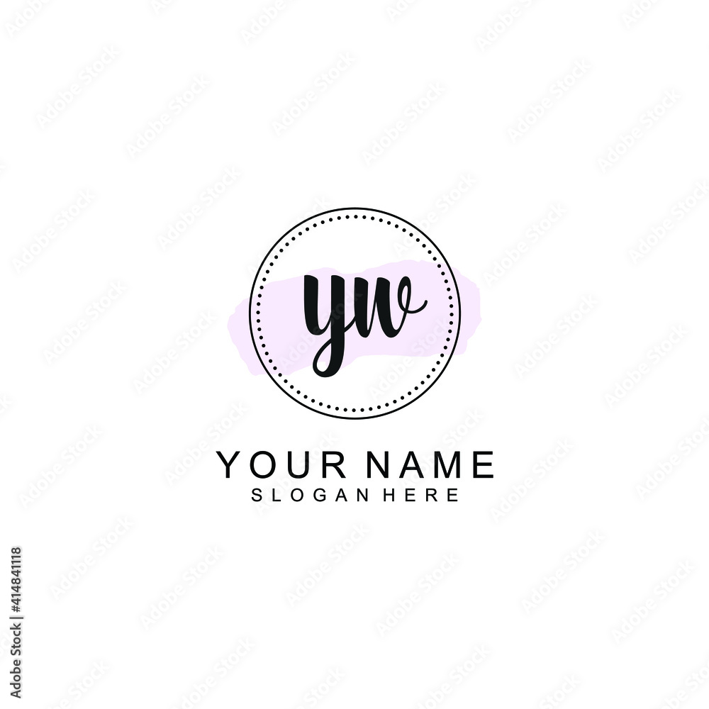 YW Initial handwriting logo template vector