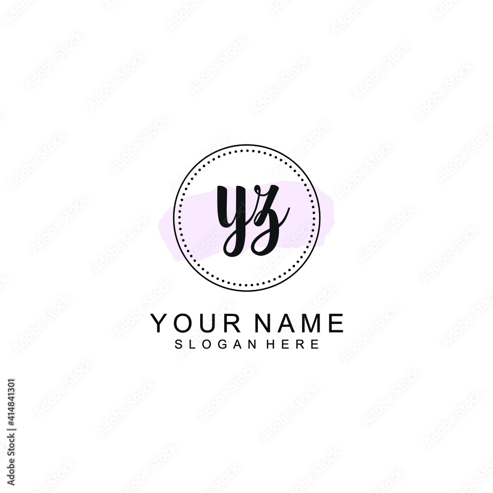 YZ Initial handwriting logo template vector