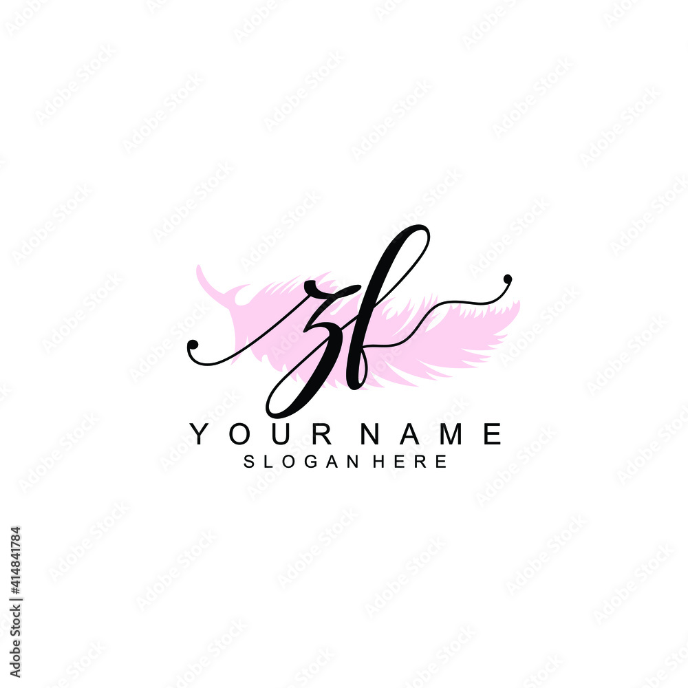 ZF Initial handwriting logo template vector ZF Initial handwriting logo template vector