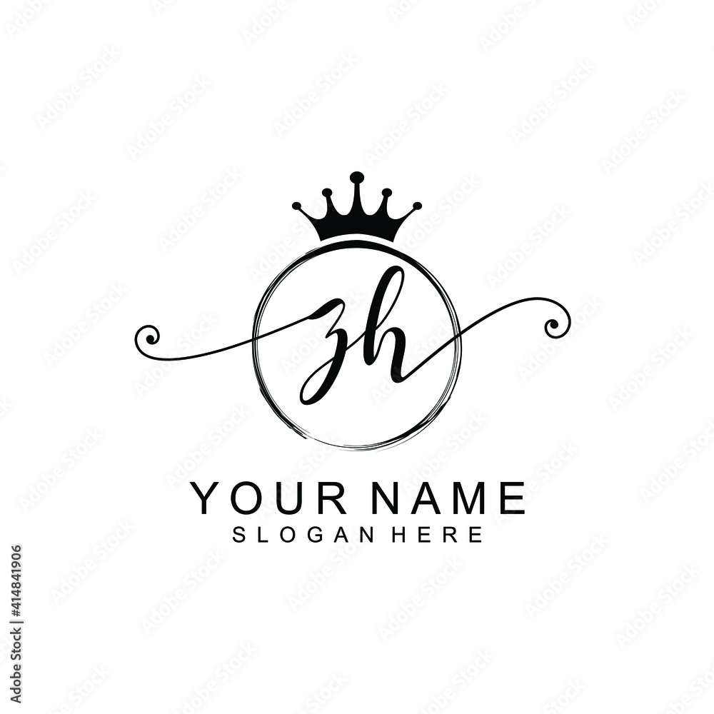 ZH Initial handwriting logo template vector ZH Initial handwriting logo template vector