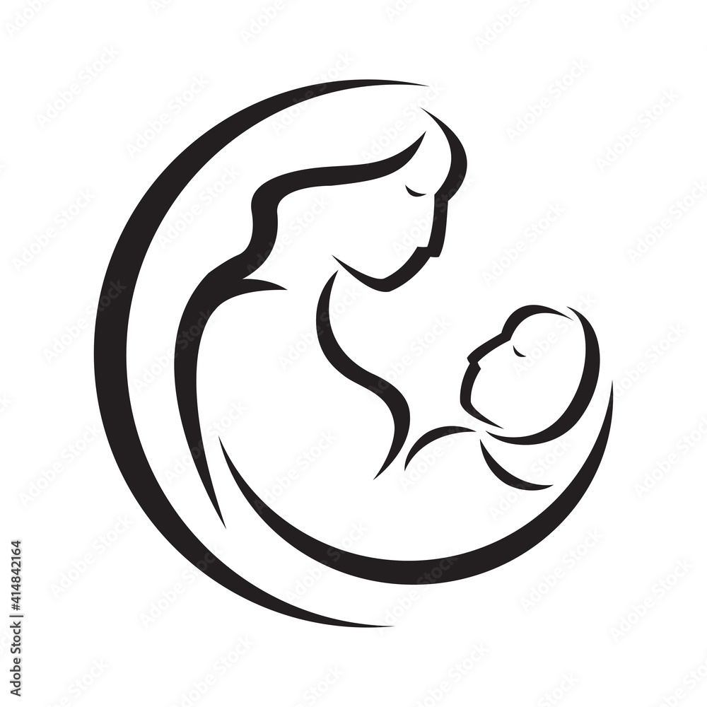 A mother holding baby. Vector illustration A mother holding baby. Vector illustration
