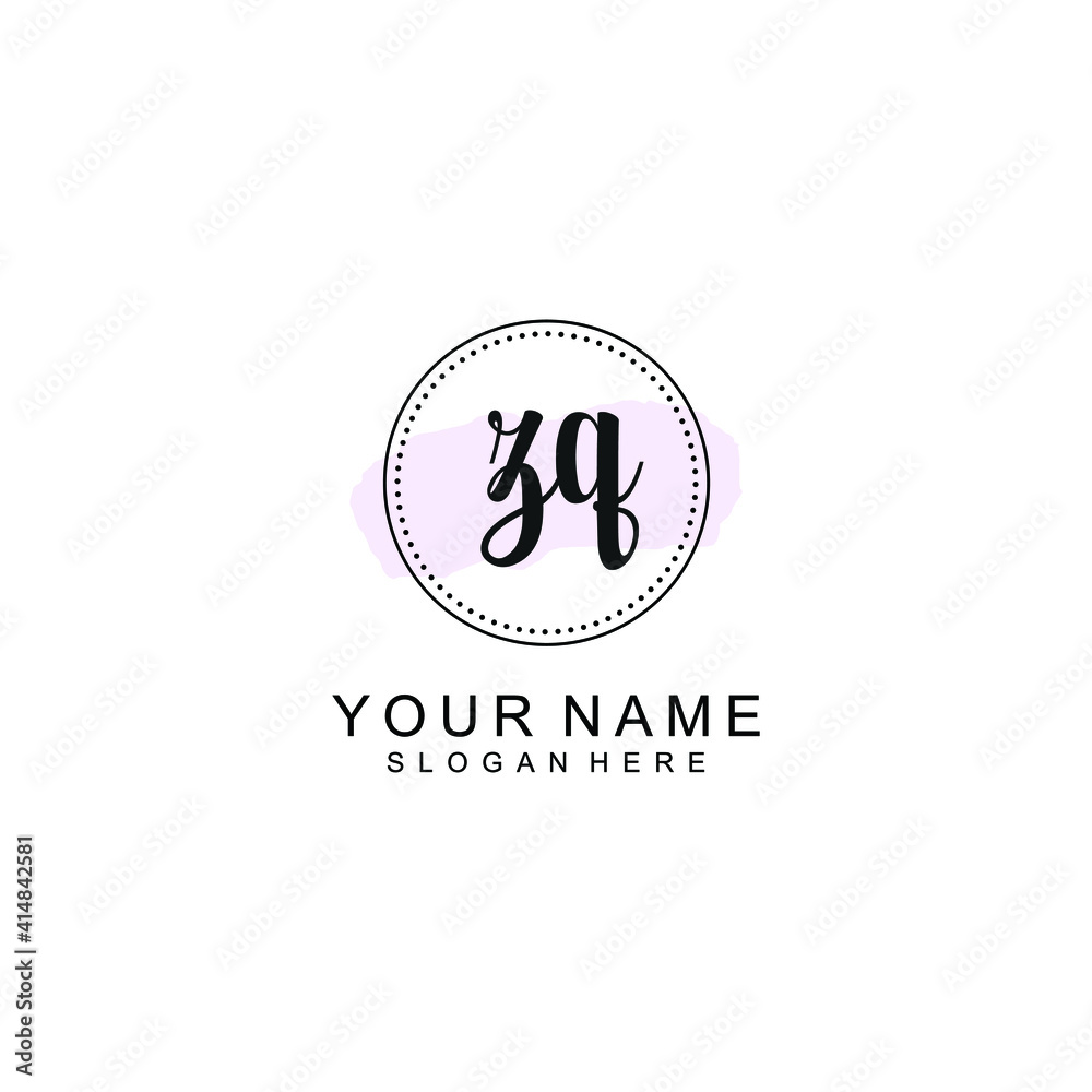 ZQ Initial handwriting logo template vector ZQ Initial handwriting logo template vector