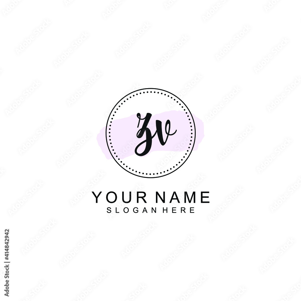 ZV Initial handwriting logo template vector ZV Initial handwriting logo template vector