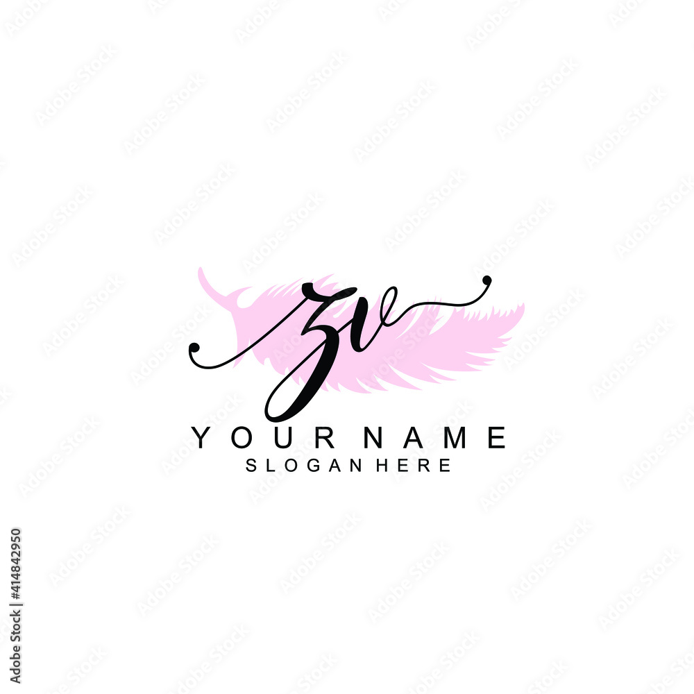 ZV Initial handwriting logo template vector ZV Initial handwriting logo template vector