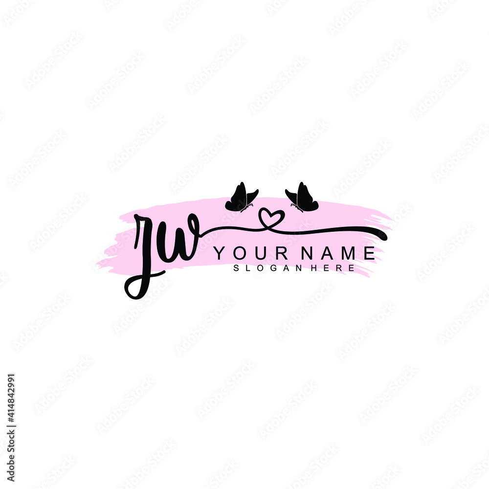 ZW Initial handwriting logo template vector