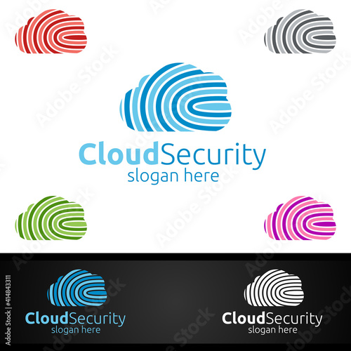 Digital Cloud Security Logo for Network, Internet , Hosting or Backup Server