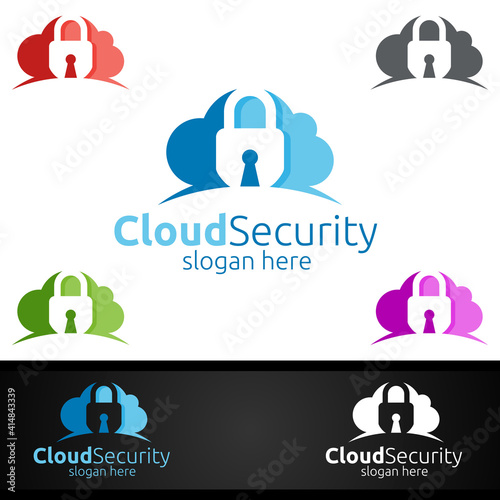 Digital Cloud Security Logo for Network, Internet , Hosting or Backup Server