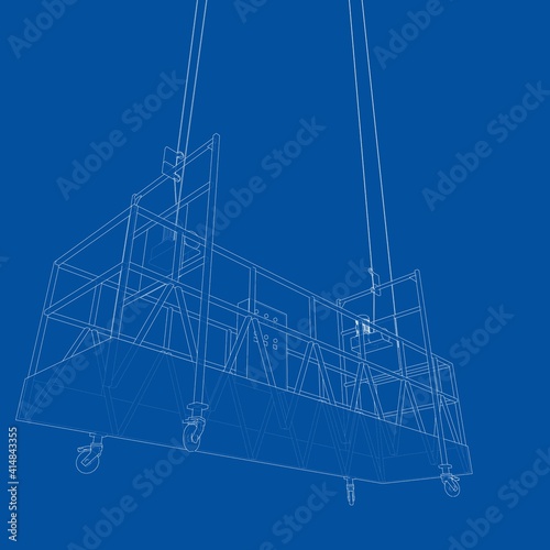 Empty construction elevator. Vector