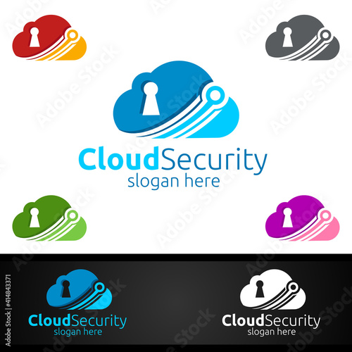 Digital Cloud Security Logo for Network, Internet , Hosting or Backup Server