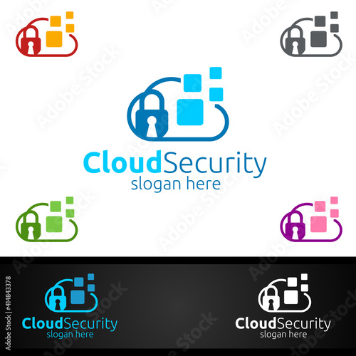 Digital Cloud Security Logo for Network, Internet , Hosting or Backup Server