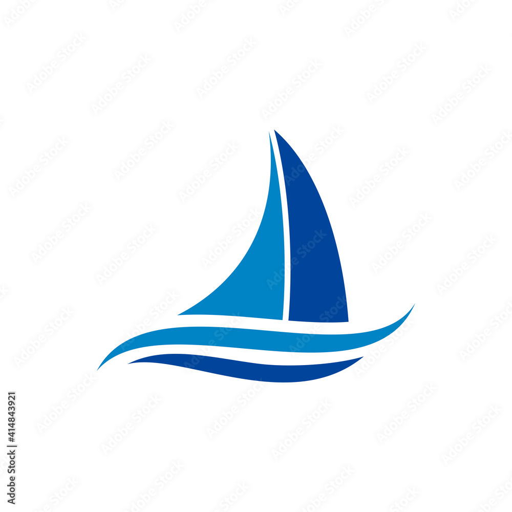 Sail boat logo design vector based template illustration
