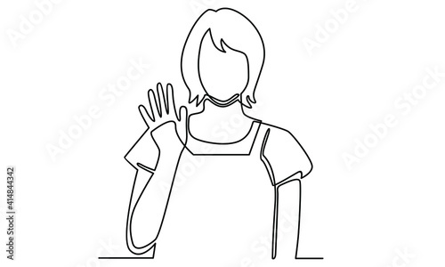 Continue line of woman waving hand