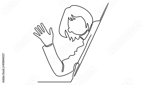 Continue line of woman waving hand