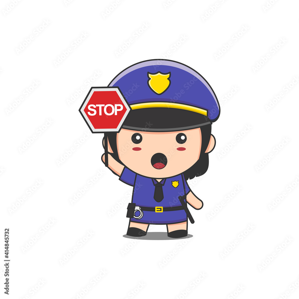 cute police woman holding a stop sign cute police woman holding a stop sign