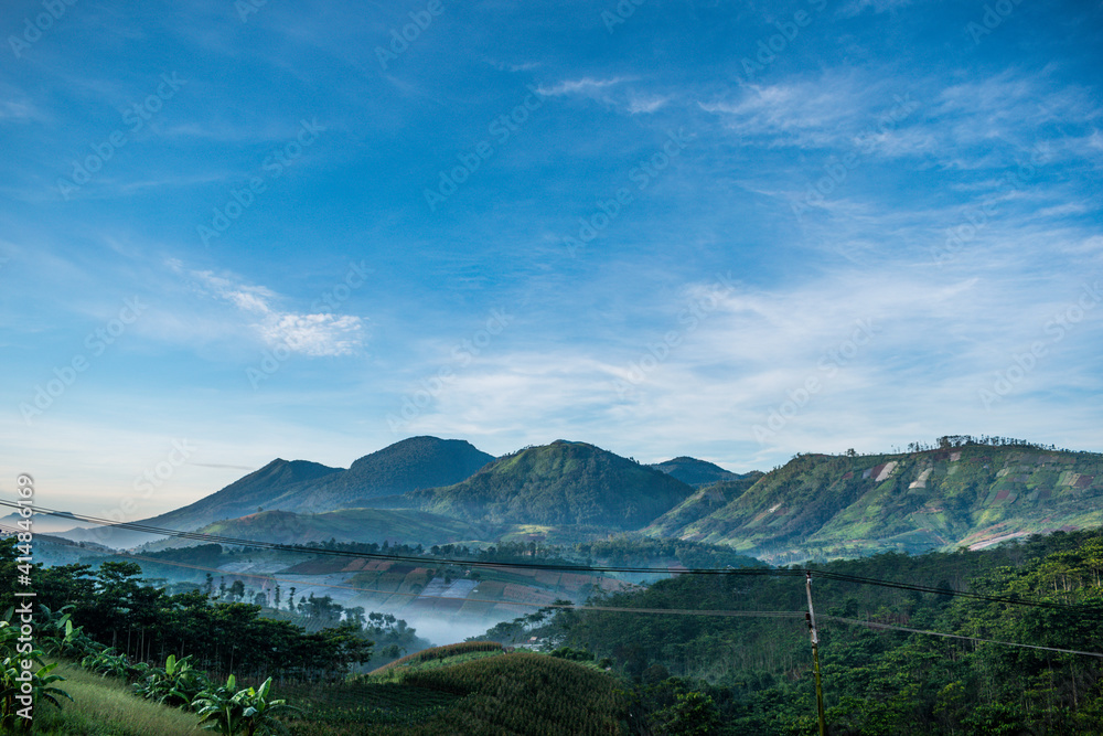 landscape with lake and mountains