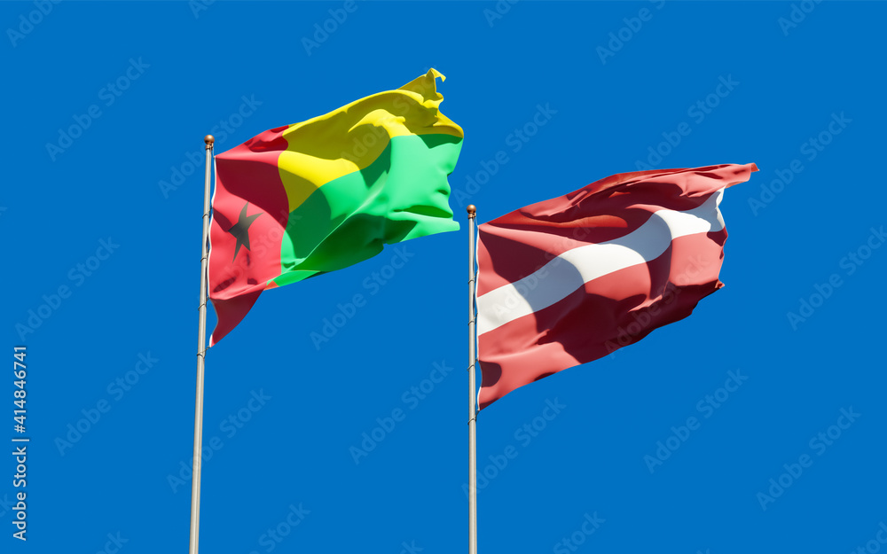 Flags of Latvia and Guinea-Bissau. Flags of Latvia and Guinea-Bissau.