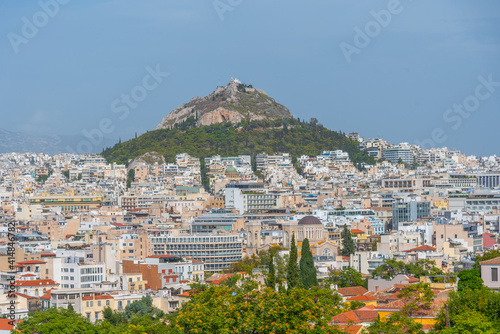 View of the Lycabetus hill in Athens, Greece photo