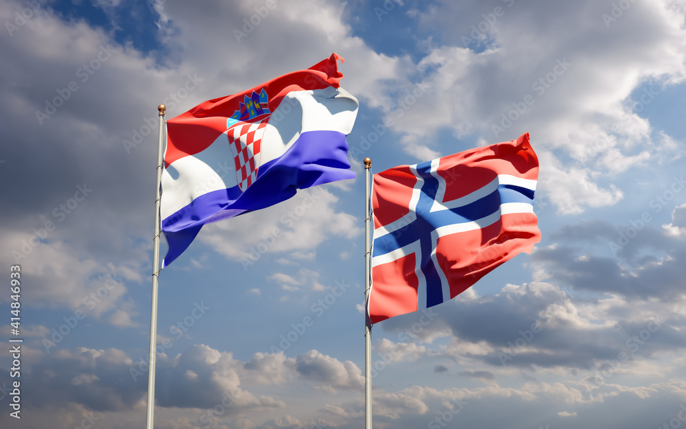 Flags of Norway and Croatia. Flags of Norway and Croatia.