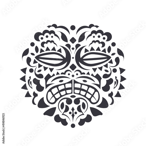 Mask face tattoo ornament maori style. Tiki moko. Totem vector design. African ritual traditional mask. photo