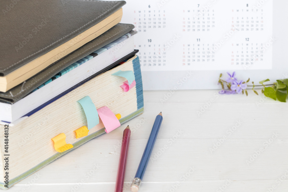 dictionary english with notebook for study of student for lifestyle arrangement flat lay style on background white dictionary english with notebook for study of student for lifestyle arrangement flat lay style on background white